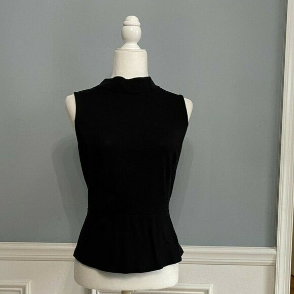 J.Mclaughlin High Neck Peplum Top Sweater Black Size Large - Picture 2 of 6